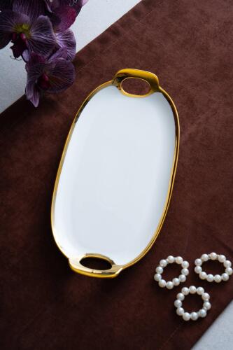 Arven Oval Gold Sunum Tepsisi - 33 cm - 2