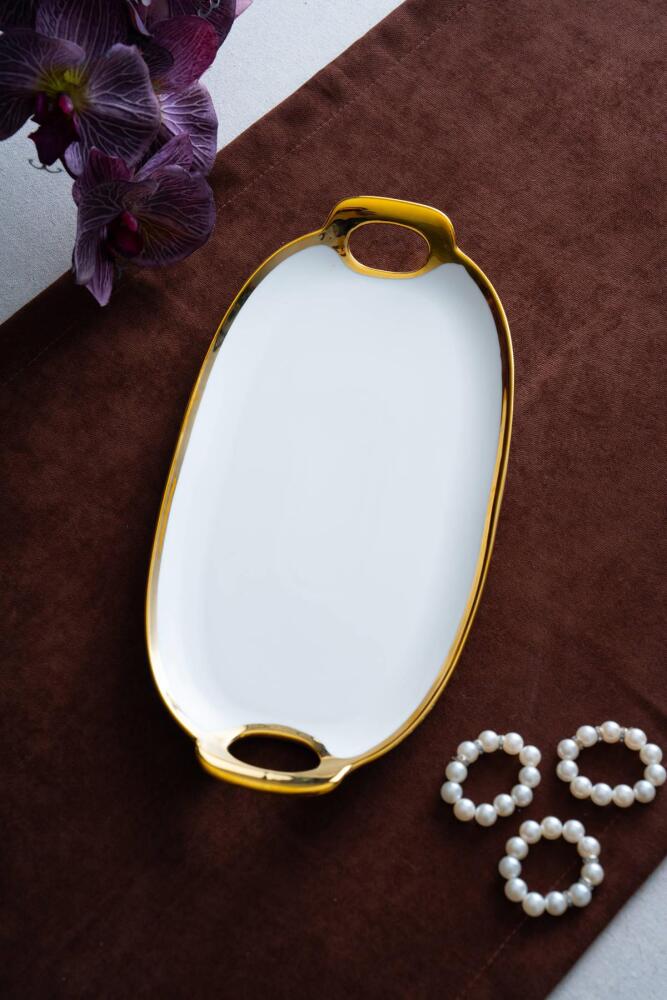 Arven Oval Gold Sunum Tepsisi - 33 cm - 2