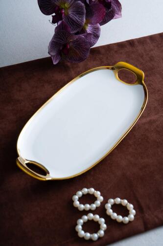 Arven Oval Gold Sunum Tepsisi - 33 cm - 5
