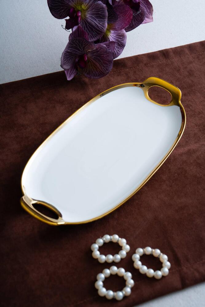 Arven Oval Gold Sunum Tepsisi - 33 cm - 5