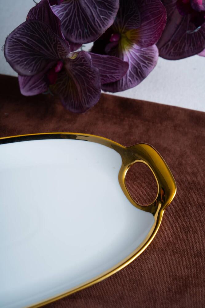 Arven Oval Gold Sunum Tepsisi - 33 cm - 6