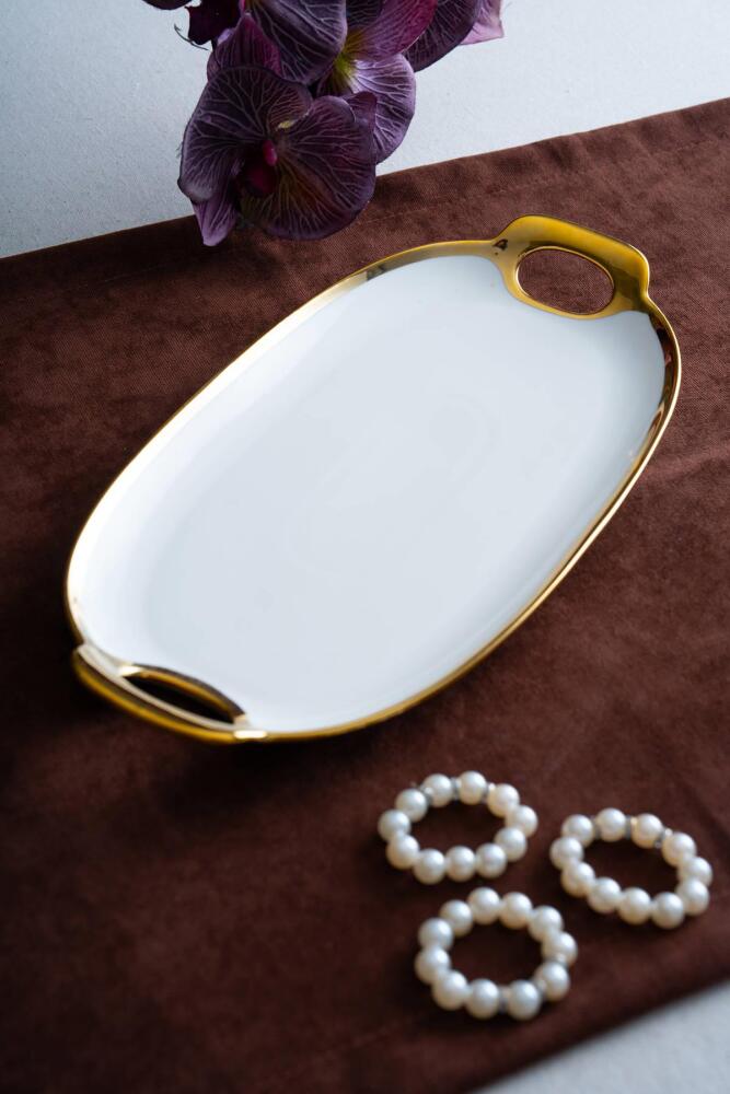 Arven Oval Gold Sunum Tepsisi - 33 cm - 9