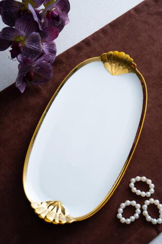 Arven Oval Gold Sunum Tepsisi - 41 cm 