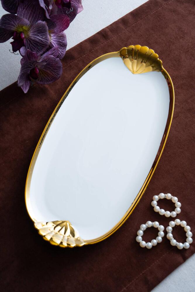 Arven Oval Gold Sunum Tepsisi - 41 cm - 2