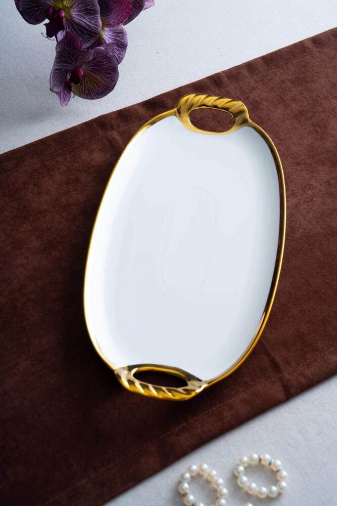 Arven Oval Gold Sunum Tepsisi - 41 cm - 2