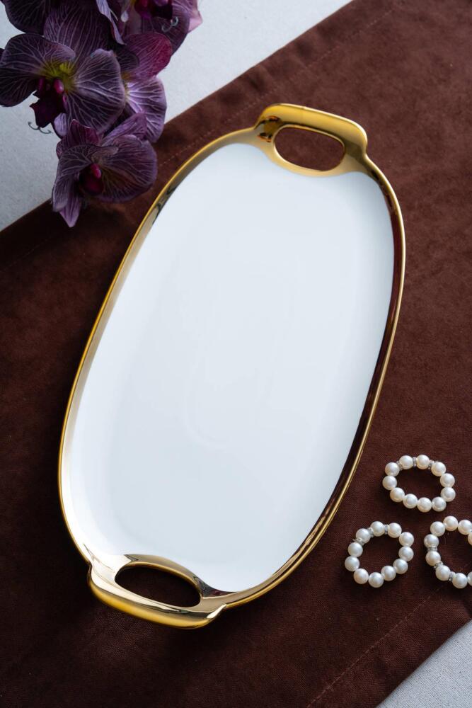 Arven Oval Gold Sunum Tepsisi - 41 cm - 1