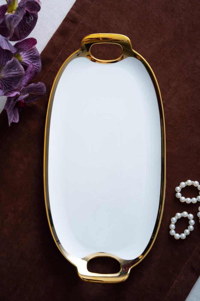 Arven Oval Gold Sunum Tepsisi - 41 cm - 2