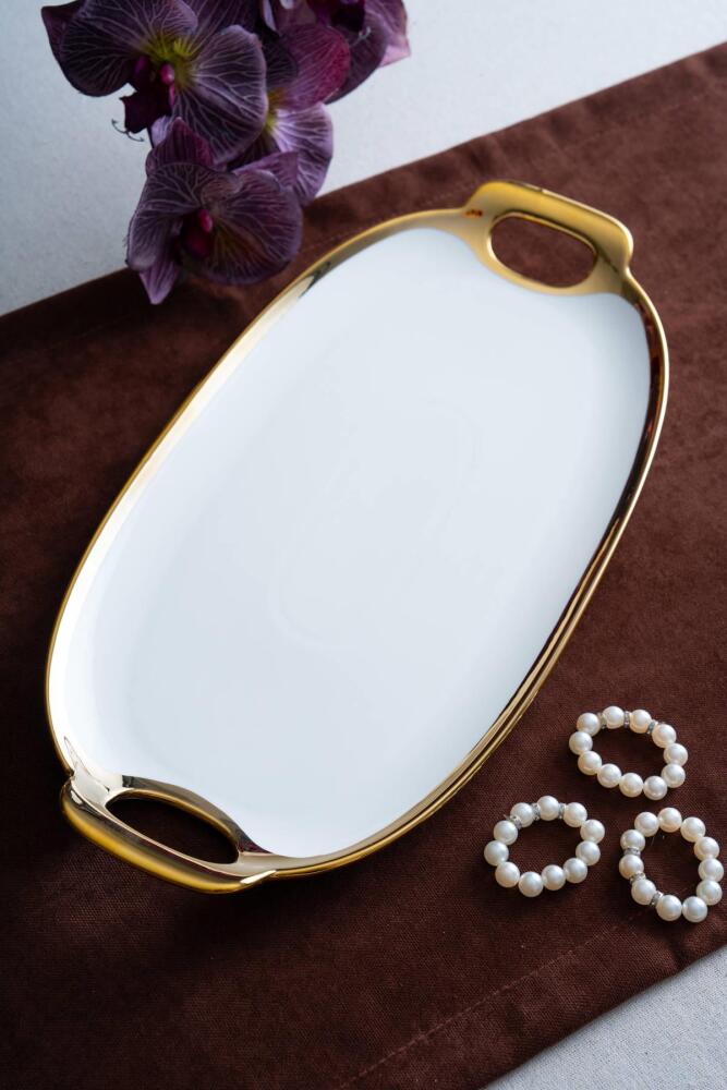 Arven Oval Gold Sunum Tepsisi - 41 cm - 8