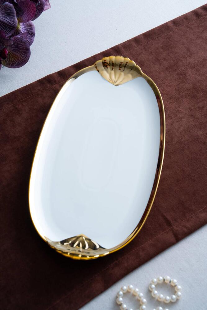 Arven Oval Gold Sunum Tepsisi - 45 cm - 2