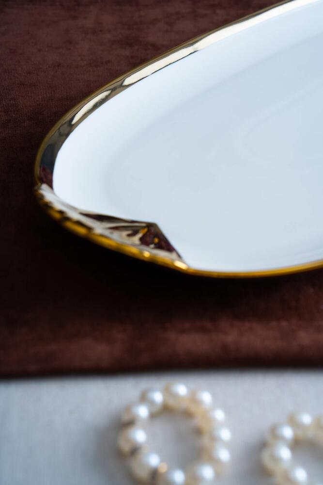 Arven Oval Gold Sunum Tepsisi - 45 cm - 8