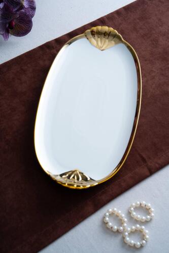 Arven Oval Gold Sunum Tepsisi - 45 cm - 10