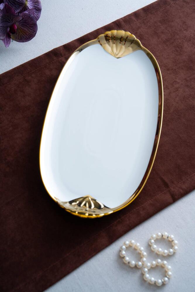 Arven Oval Gold Sunum Tepsisi - 45 cm - 10