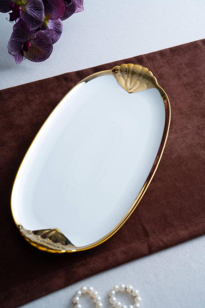 Arven Oval Gold Sunum Tepsisi - 45 cm - 12