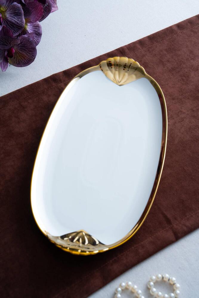 Arven Oval Gold Sunum Tepsisi - 45 cm - 13