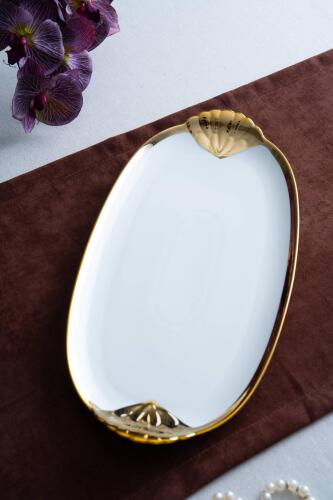 Arven Oval Gold Sunum Tepsisi - 45 cm - 14