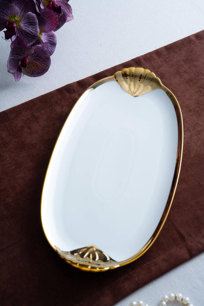 Arven Oval Gold Sunum Tepsisi - 45 cm - 14