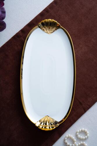 Arven Oval Gold Sunum Tepsisi - 45 cm - 15