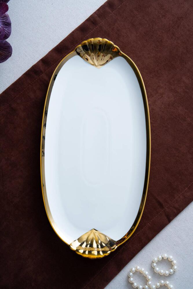 Arven Oval Gold Sunum Tepsisi - 45 cm - 15