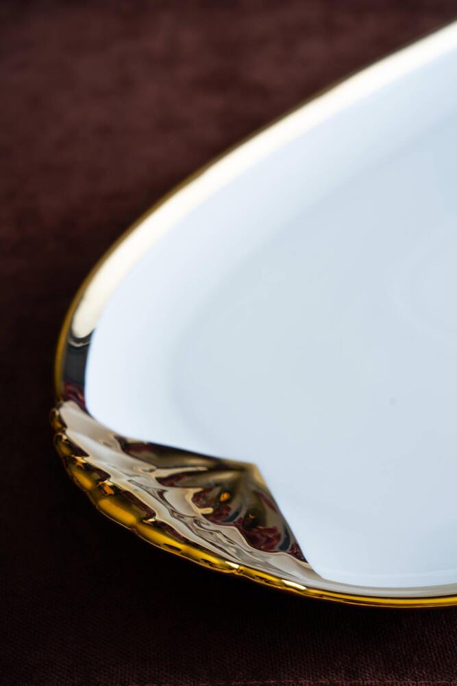 Arven Oval Gold Sunum Tepsisi - 45 cm - 18