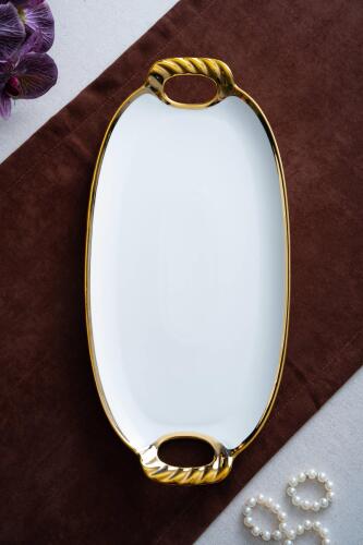 Arven Oval Gold Sunum Tepsisi - 45 cm - 2