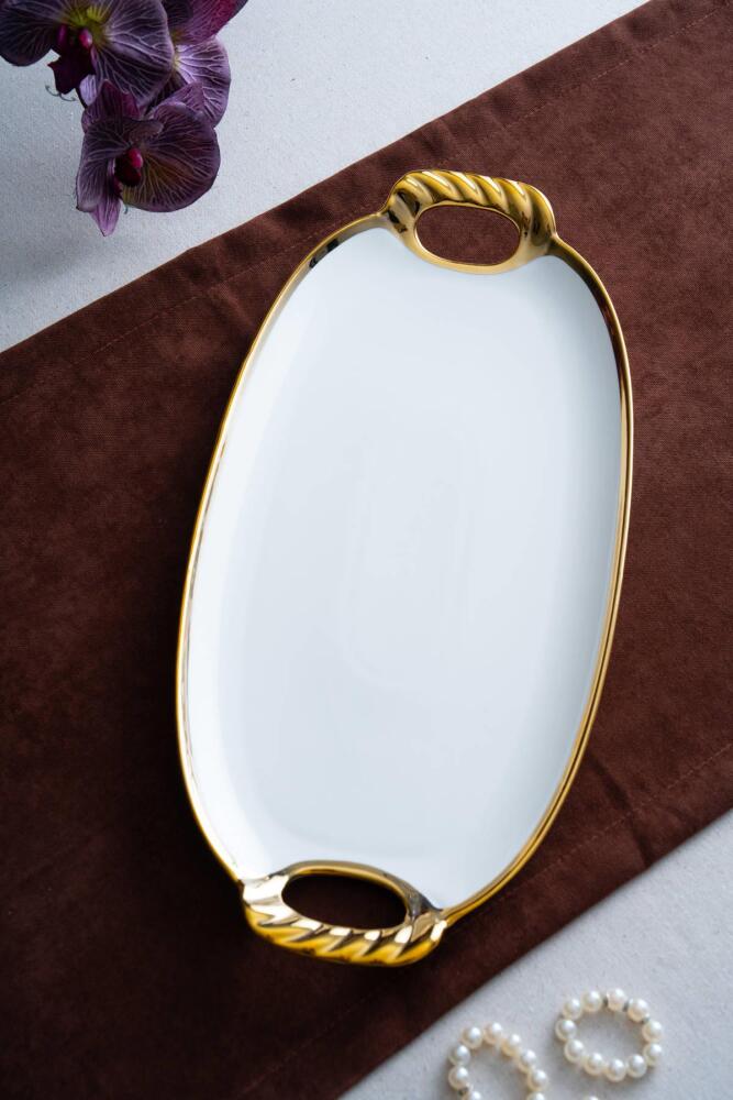 Arven Oval Gold Sunum Tepsisi - 45 cm - 7