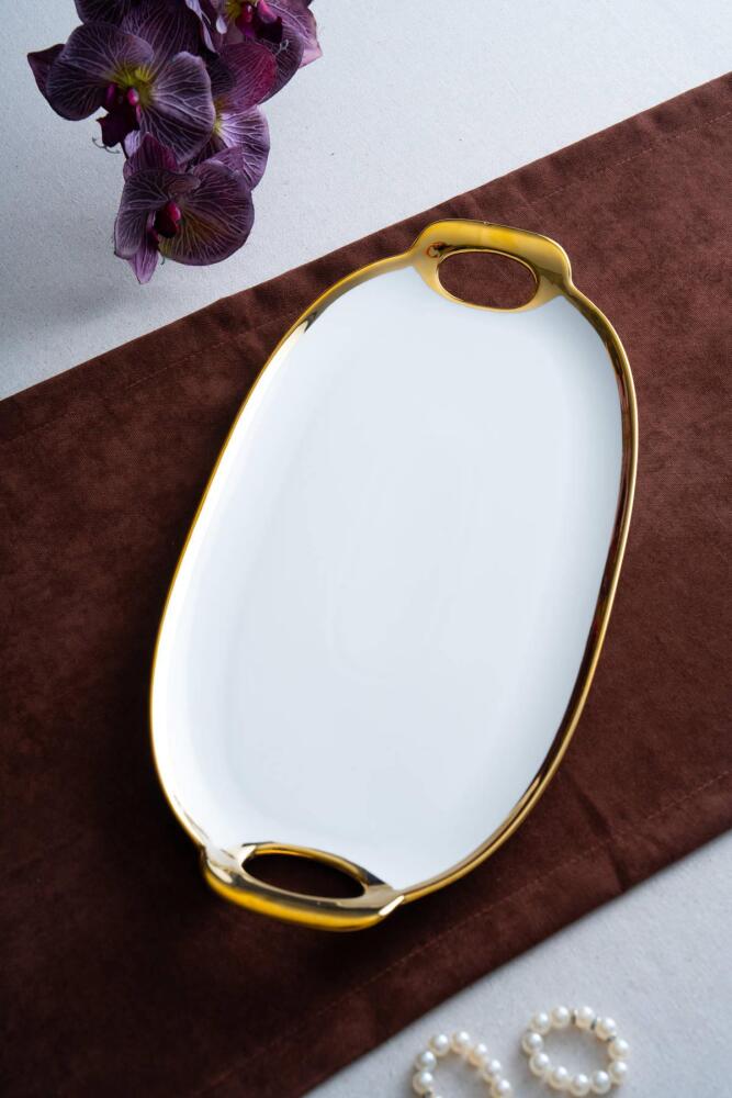 Arven Oval Gold Sunum Tepsisi - 45 cm - 1