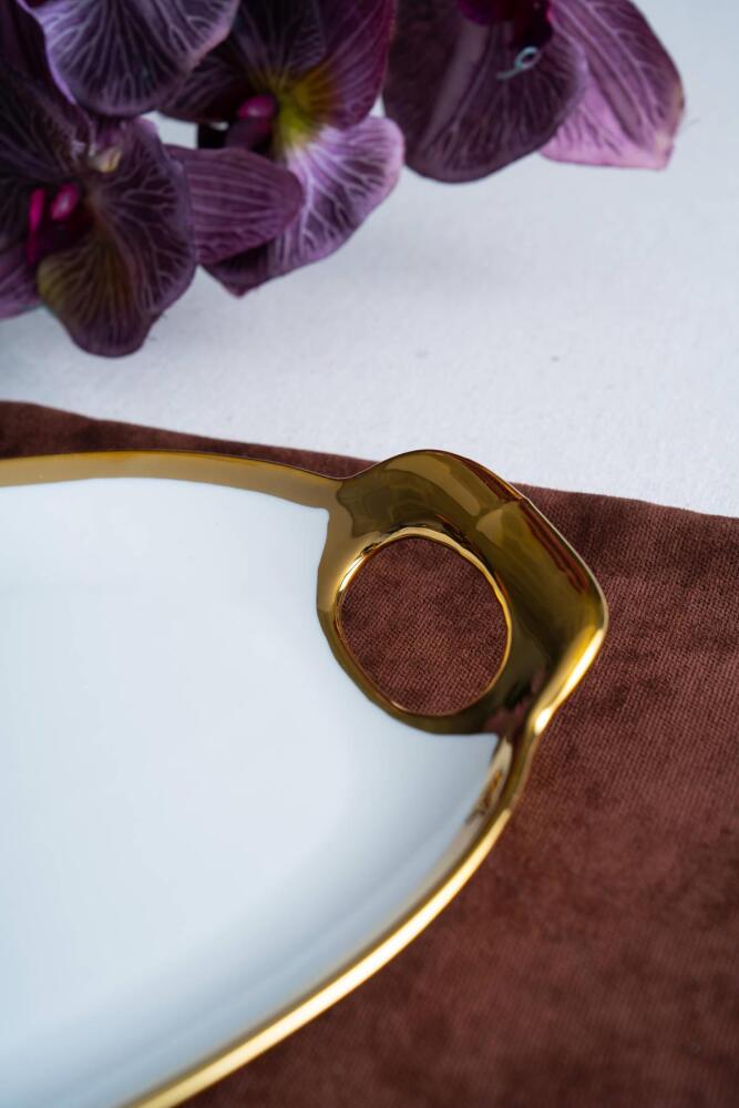 Arven Oval Gold Sunum Tepsisi - 45 cm - 2