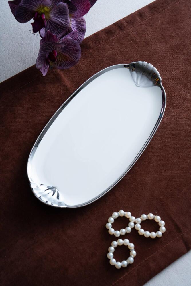 Arven Oval Silver Sunum Tepsisi - 33 cm - 1