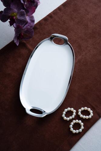 Arven Oval Silver Sunum Tepsisi - 33 cm - 1