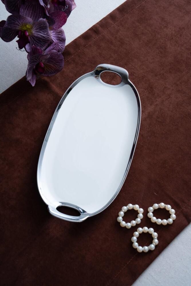 Arven Oval Silver Sunum Tepsisi - 33 cm - 1