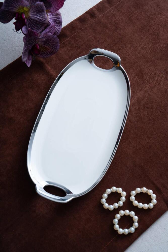 Arven Oval Silver Sunum Tepsisi - 33 cm - 2