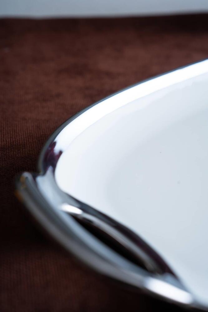 Arven Oval Silver Sunum Tepsisi - 33 cm - 10