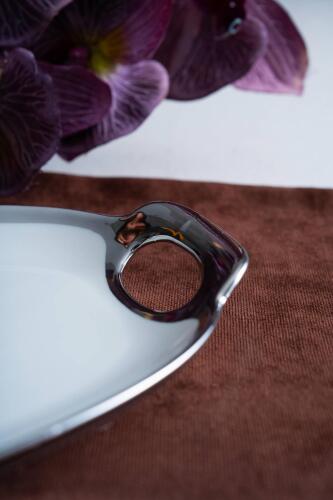 Arven Oval Silver Sunum Tepsisi - 33 cm - 11