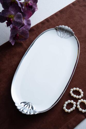 Arven Oval Silver Sunum Tepsisi - 41 cm - 11