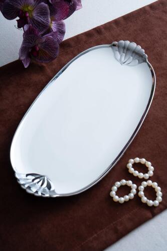 Arven Oval Silver Sunum Tepsisi - 41 cm - 13