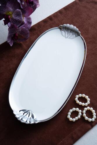 Arven Oval Silver Sunum Tepsisi - 41 cm - Acar