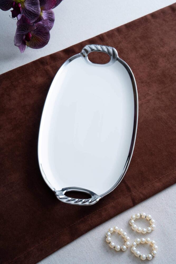 Arven Oval Silver Sunum Tepsisi - 41 cm - 5