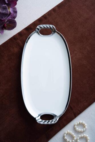 Arven Oval Silver Sunum Tepsisi - 41 cm - 6