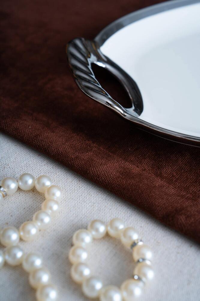 Arven Oval Silver Sunum Tepsisi - 41 cm - 8