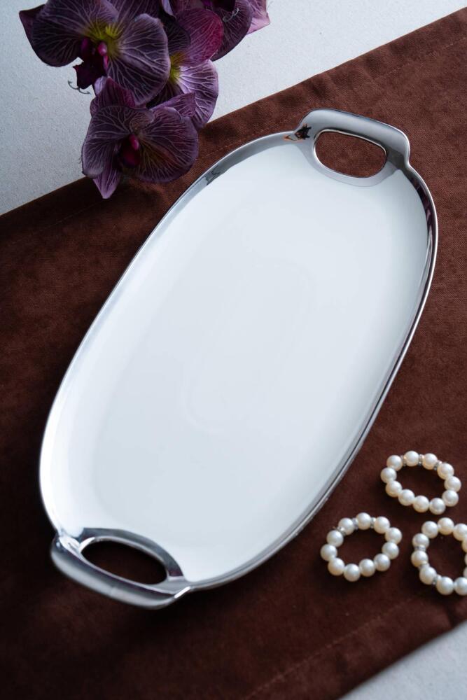 Arven Oval Silver Sunum Tepsisi - 41 cm - 9