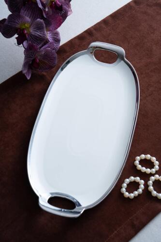 Arven Oval Silver Sunum Tepsisi - 41 cm - Acar