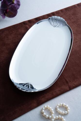 Arven Oval Silver Sunum Tepsisi - 45 cm - 2