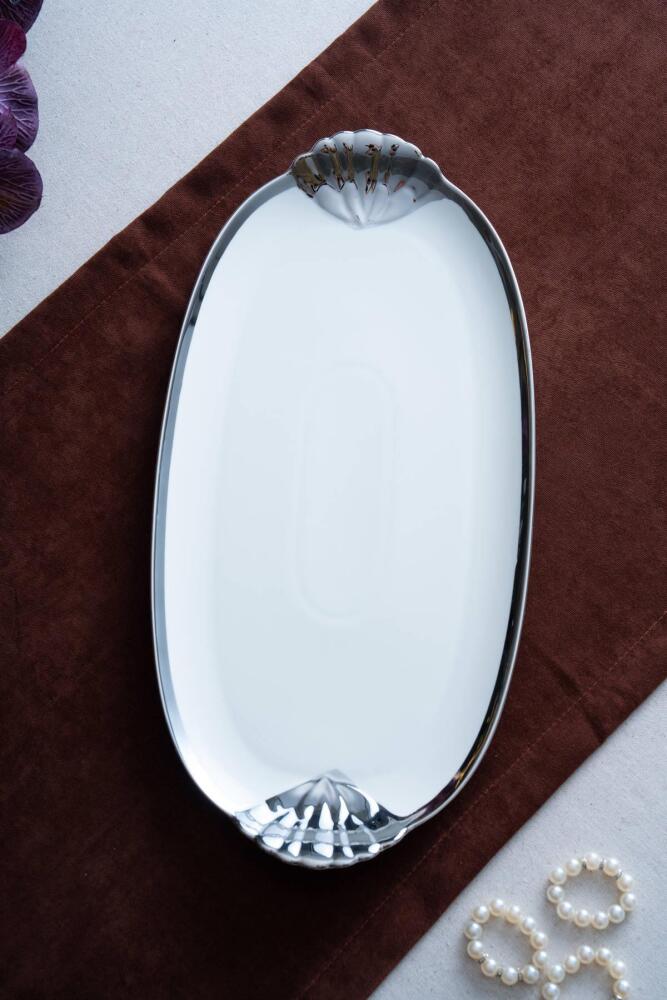 Arven Oval Silver Sunum Tepsisi - 45 cm - 3