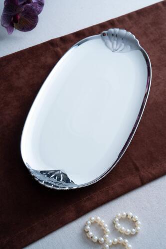 Arven Oval Silver Sunum Tepsisi - 45 cm - Acar