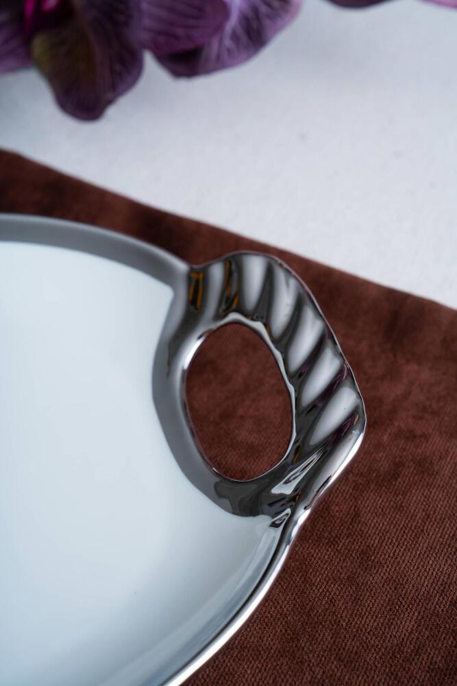 Arven Oval Silver Sunum Tepsisi - 45 cm - 5
