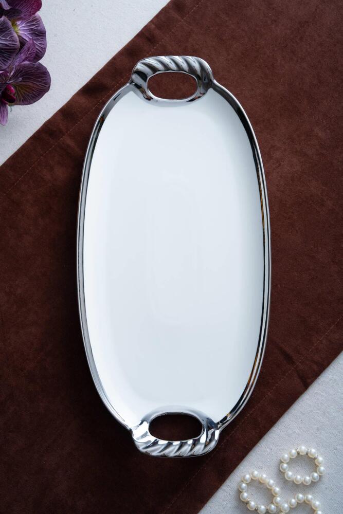 Arven Oval Silver Sunum Tepsisi - 45 cm - 7