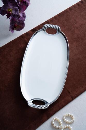 Arven Oval Silver Sunum Tepsisi - 45 cm - Acar