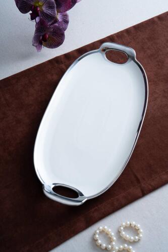 Arven Oval Silver Sunum Tepsisi - 45 cm 