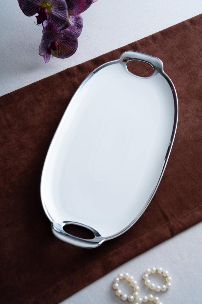 Arven Oval Silver Sunum Tepsisi - 45 cm - 1