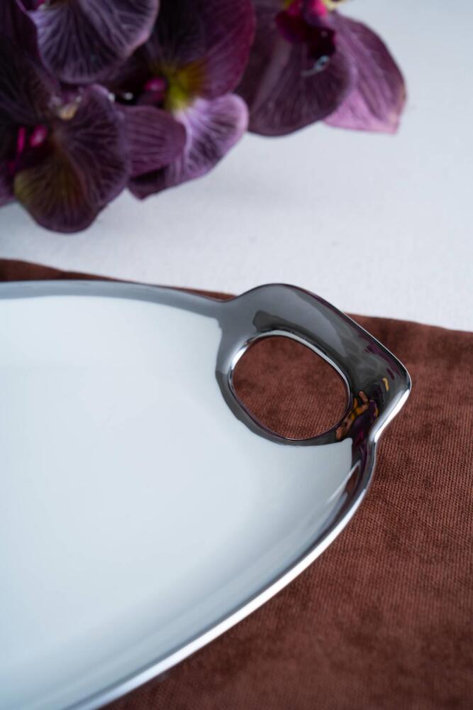 Arven Oval Silver Sunum Tepsisi - 45 cm - 2